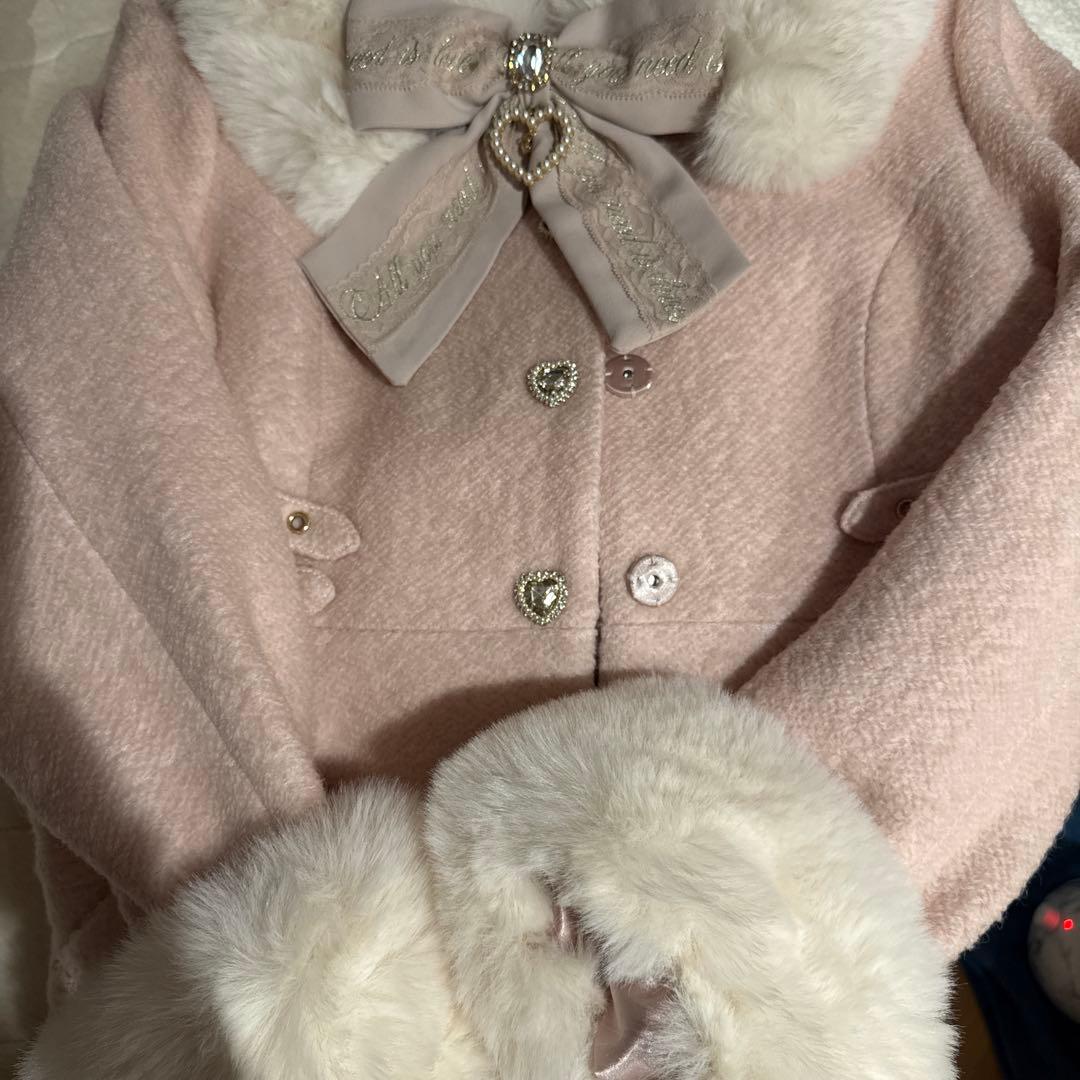 LIZLISA リズリサ ビジューリボンミニ丈Aラインコート ピンク - メルカリ