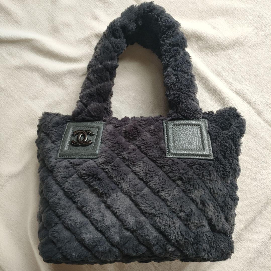 ☆希少☆ノベルティCHANELグレー ファー トートバッグ - メルカリ
