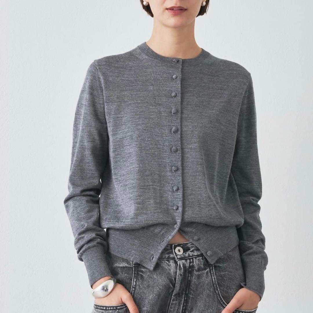 ウィムガゼット 16Gテンジクカーディガン グレー ウール ニット 2025AW ウィムガゼット 16Gテンジクカーディガン グレー ウール ニット 2025AW