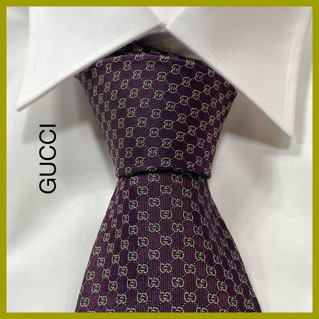 TG3255 GUCCI GG柄 ジャガード シルク ネクタイ イタリア製 - メルカリ