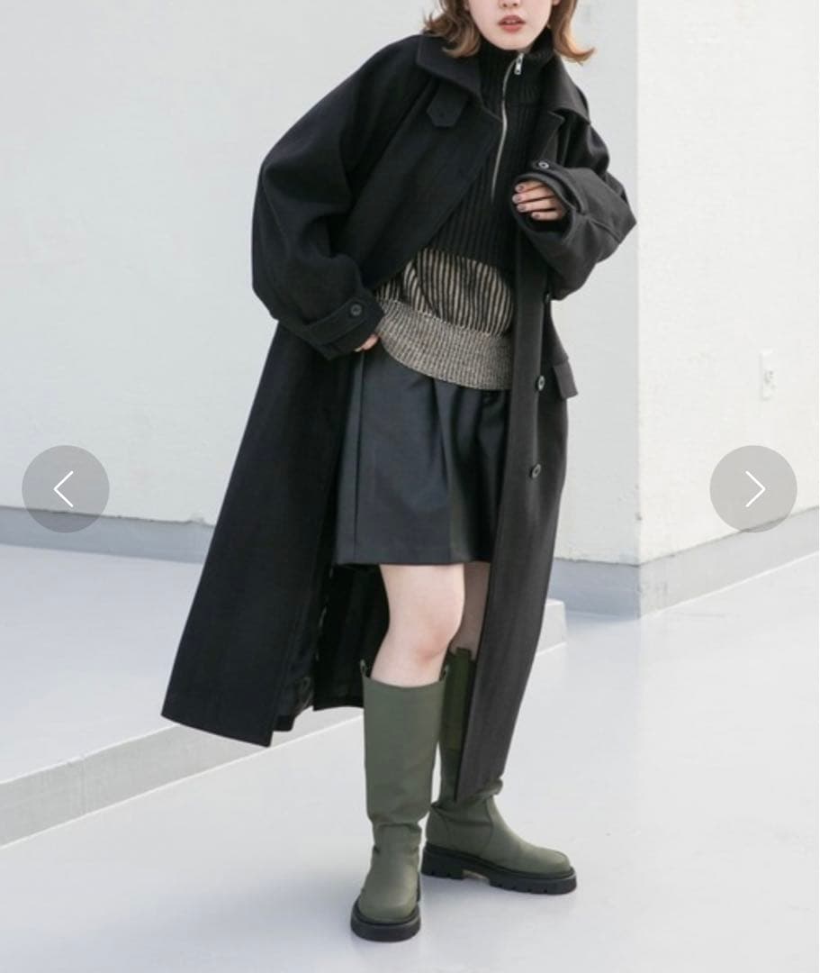 美品　KBF コクーンロングコート　ブラック KBF（ケービーエフ） ステンカラーコート コート 「2サイズ展開