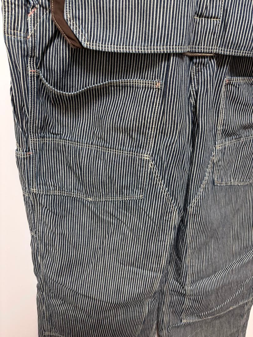 DENIMDUNGAREE ダブルニーエプロンヒッコリーオーバーオール 160