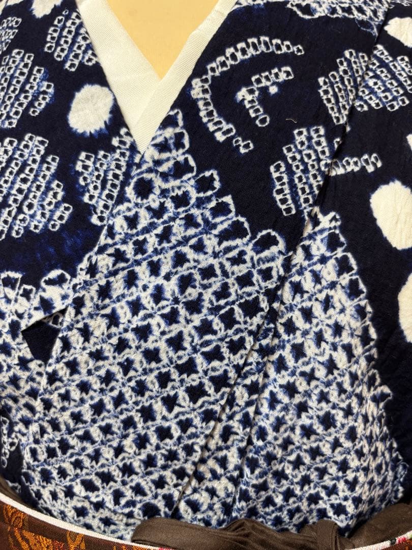 総絞り　浴衣　鳴門絞り　しつけ付美品　裄65.5身丈157㎝