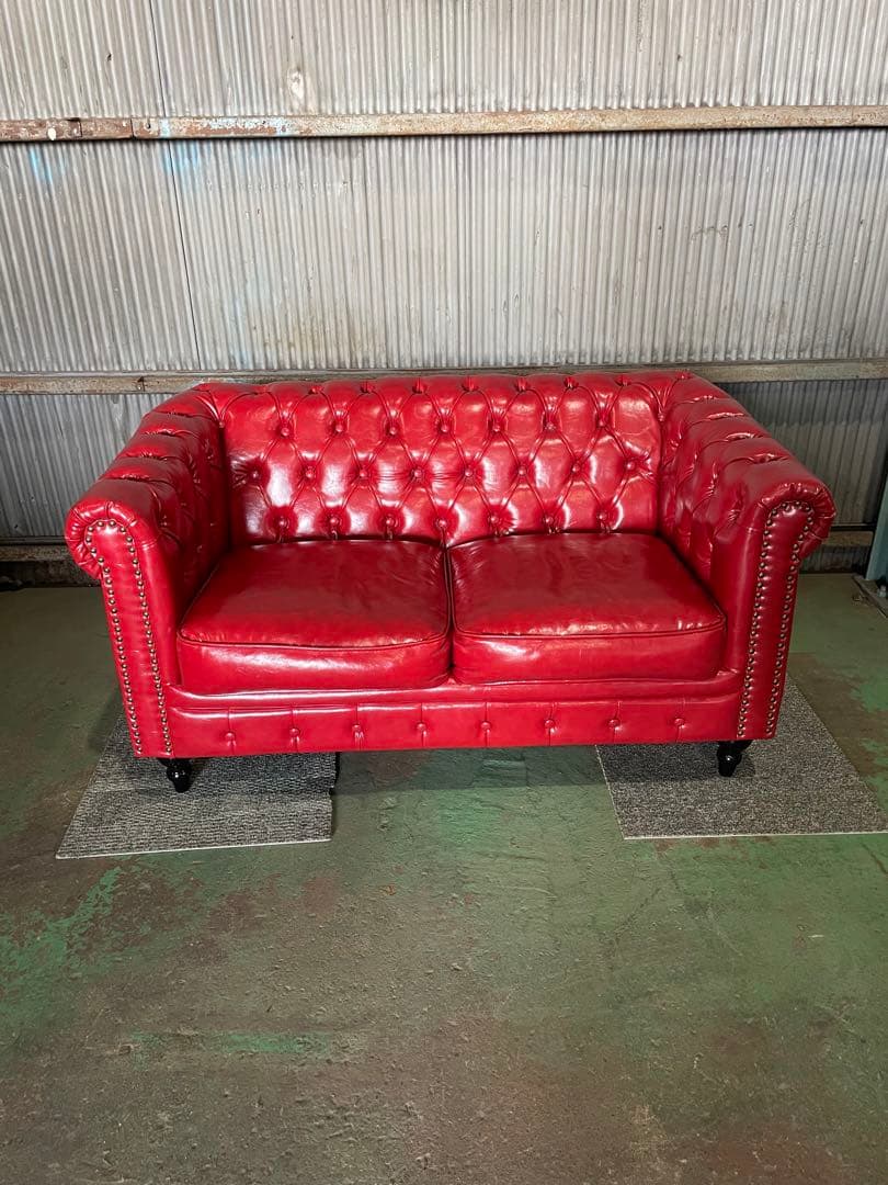 【パオパオ】チェスターフィールド 2人掛けソファ パオパオ様専用】チェスターフィールド 2人掛けソファ