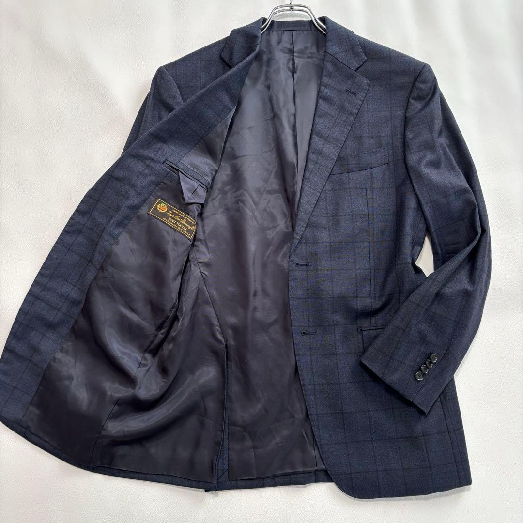 美品 ロロピアーナ シップス[XLサイズ チェック柄]テーラードジャケット 紺色 中古・古着通販】SHIPS (シップス) LORO PIANA (ロロピアーナ) SILK