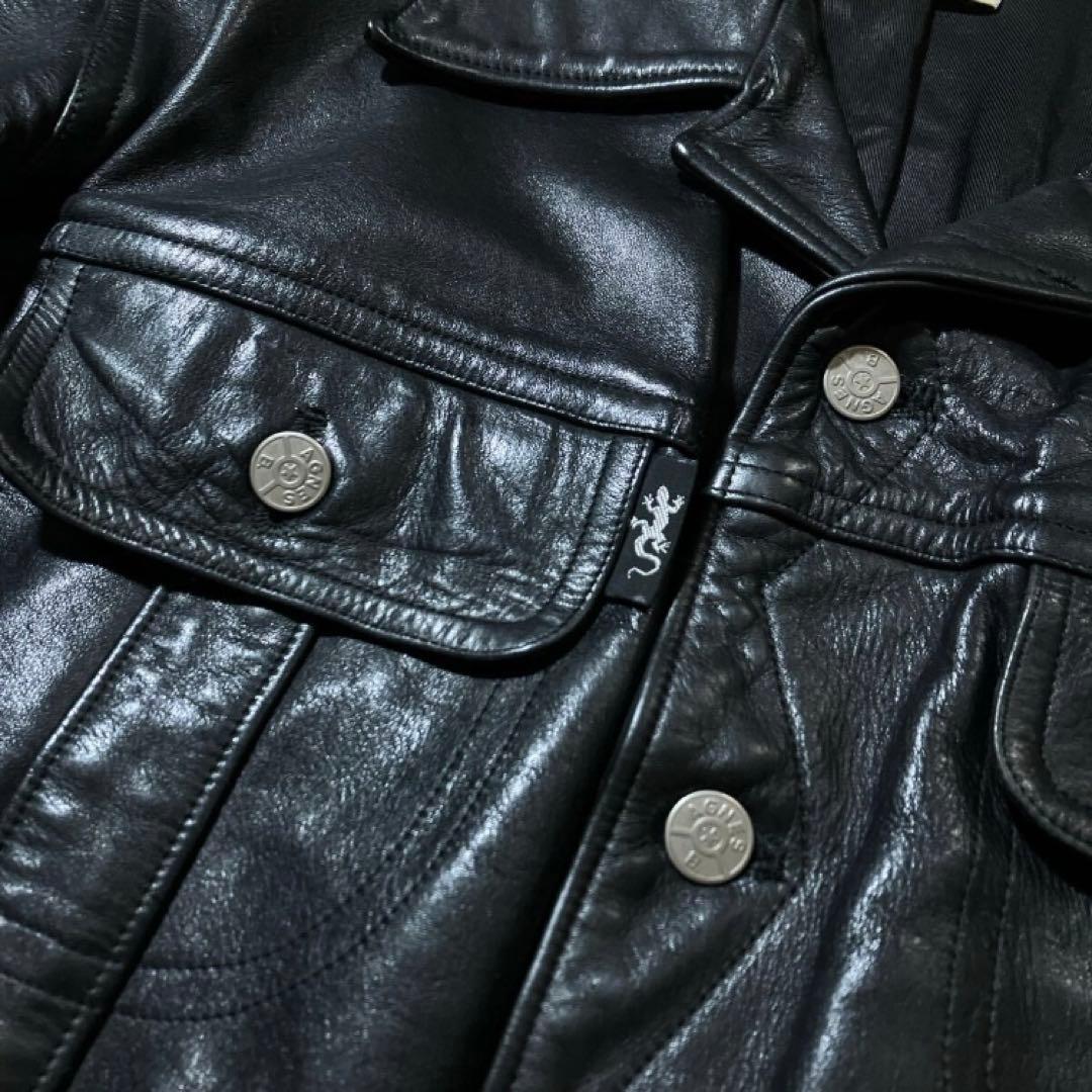 美品!希少 agnes b. homme 90s レザー トラッカージャケット - メルカリ