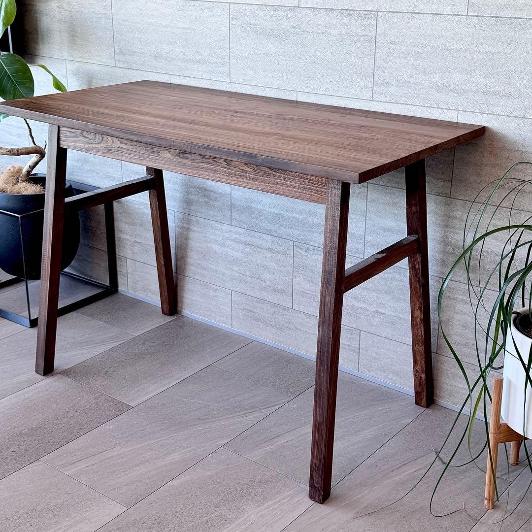 WTWチーク木製テーブル机作業デスク◇幅110木目ナチュラル素材