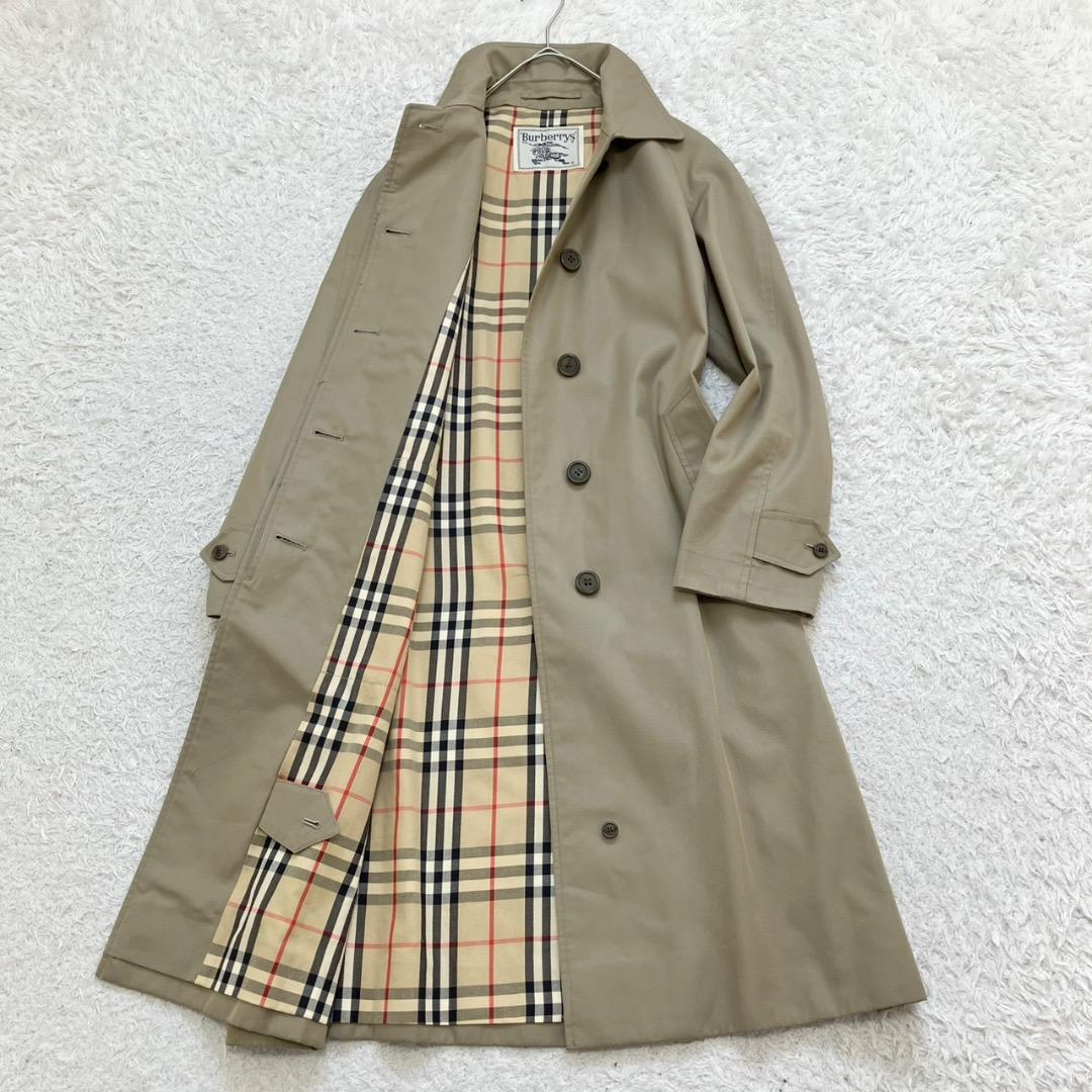 バーバリー ステンカラーコート ノバチェック ロング 白タグ ベージュ