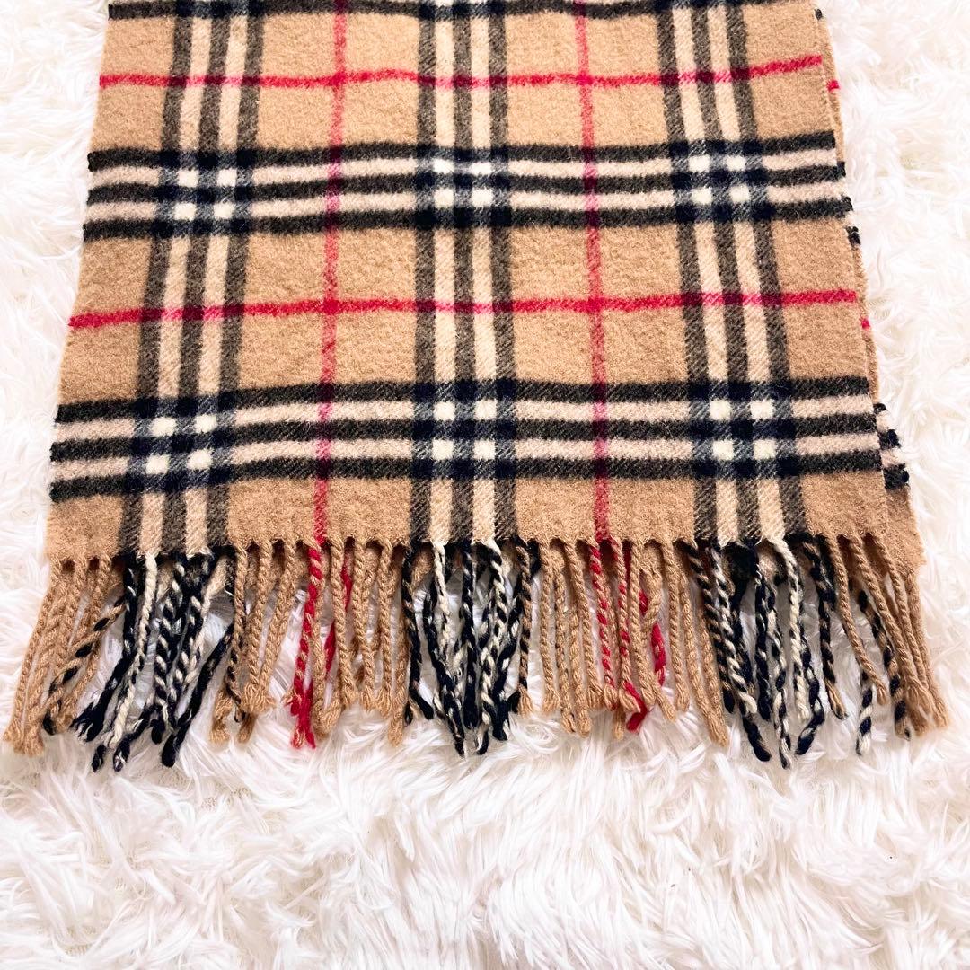 極美品】バーバリー マフラー ノバチェック カシミヤ100% キャメル