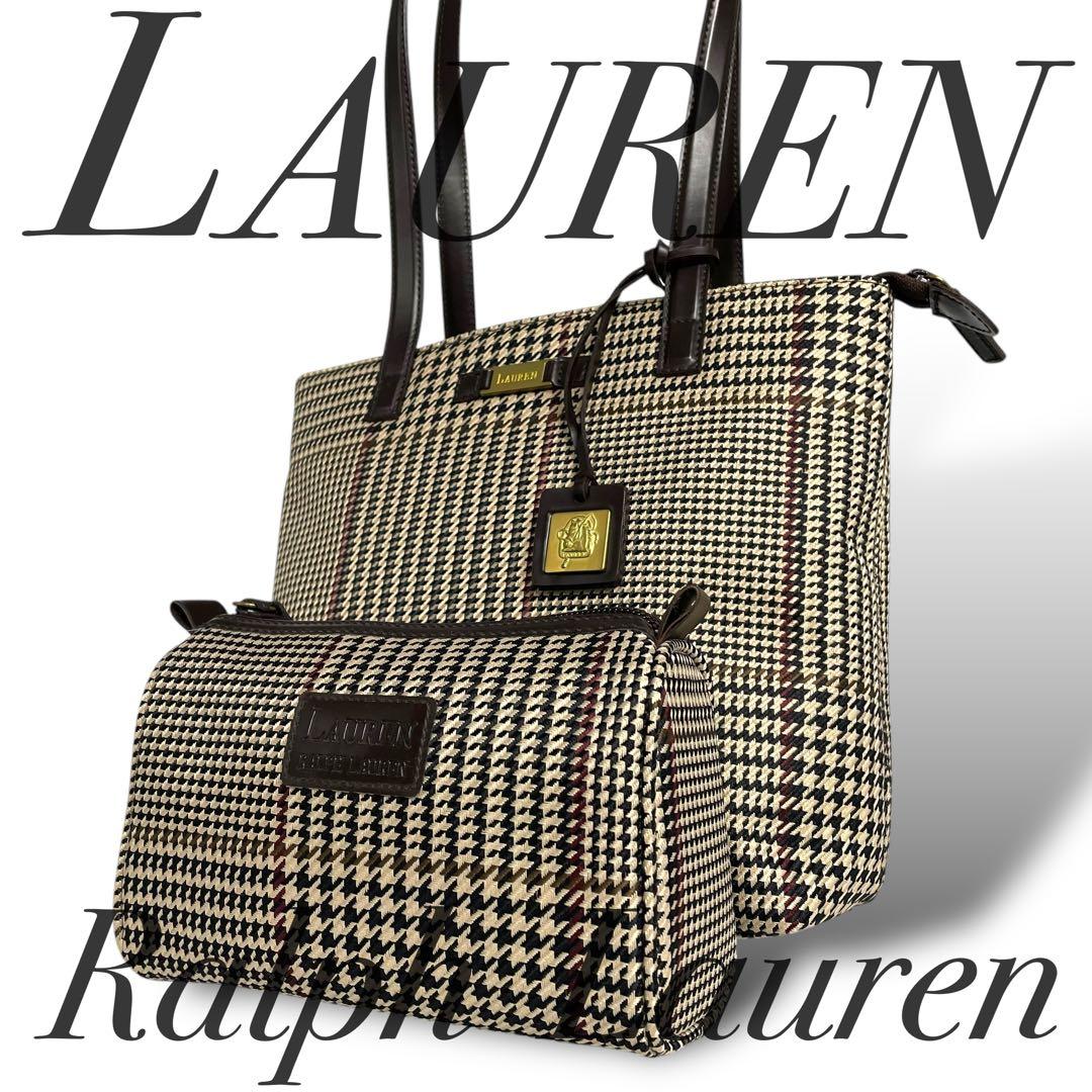 極美品 Lauren Ralph Lauren 千鳥格子柄 トートバッグ 460 - メルカリ