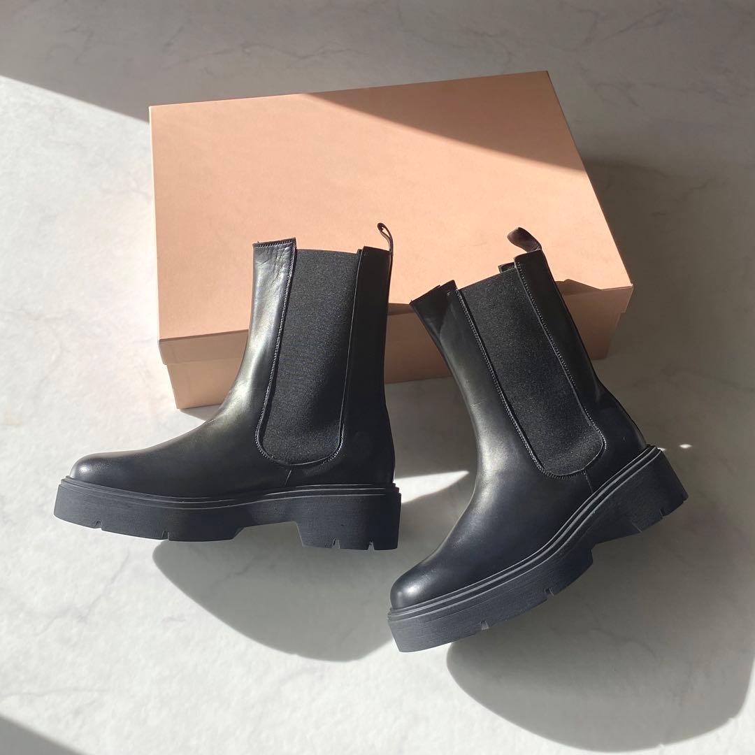 CORSO ROMA, 9 スクエアトゥ サイドゴアブーツ ブラック イタリア製 CORSO ROMA 9 / コルソローマノーヴェ】スクエアトゥサイドゴア