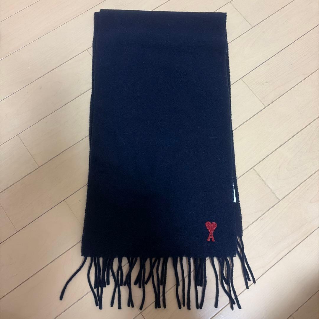 アミパリス　アミパリ　ami paris マフラー　ネイビー 楽天市場】アミパリス AMI PARIS マフラー AMI DE COEUR LEATHER PATCH