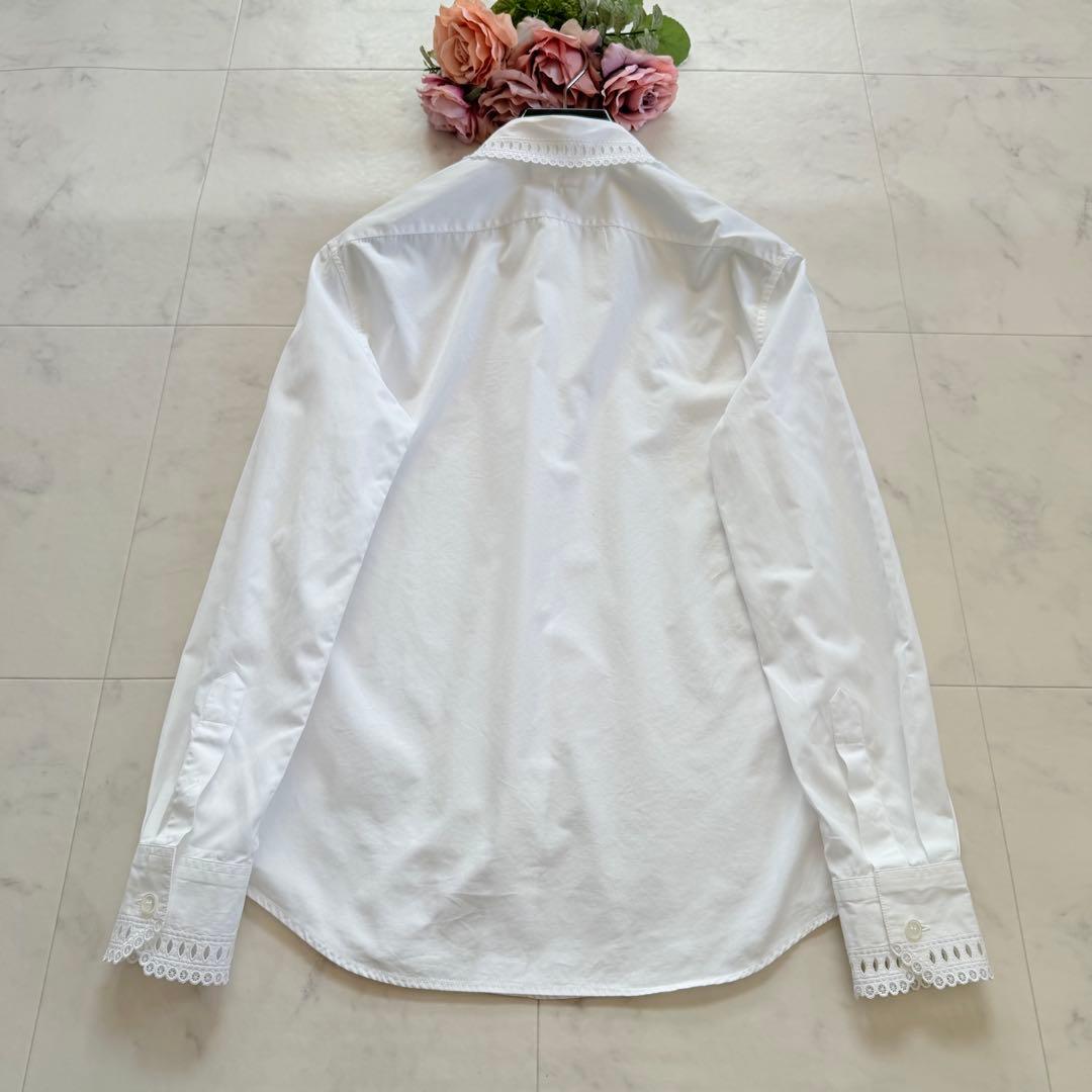 極美品☆CELINE エディ期 エンブロイダリー カラー 白シャツ ブラウス