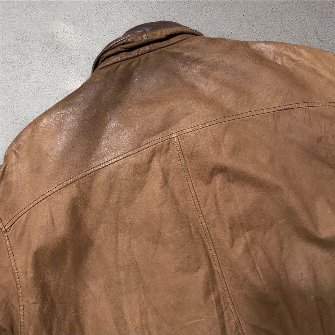 着画】レザーA2フライトジャケットブラウンM裏地地図柄本革短丈G1