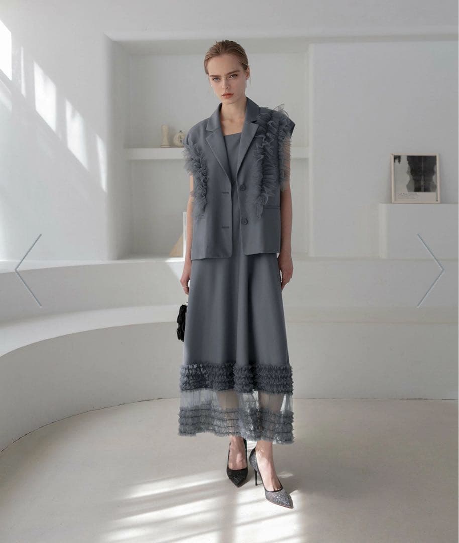 LEJA-チュールフリルセットアップドレス 結婚式 レディース オケージョン Leja｜LEJA-チュールフリルセットアップドレス 結婚式 レディース