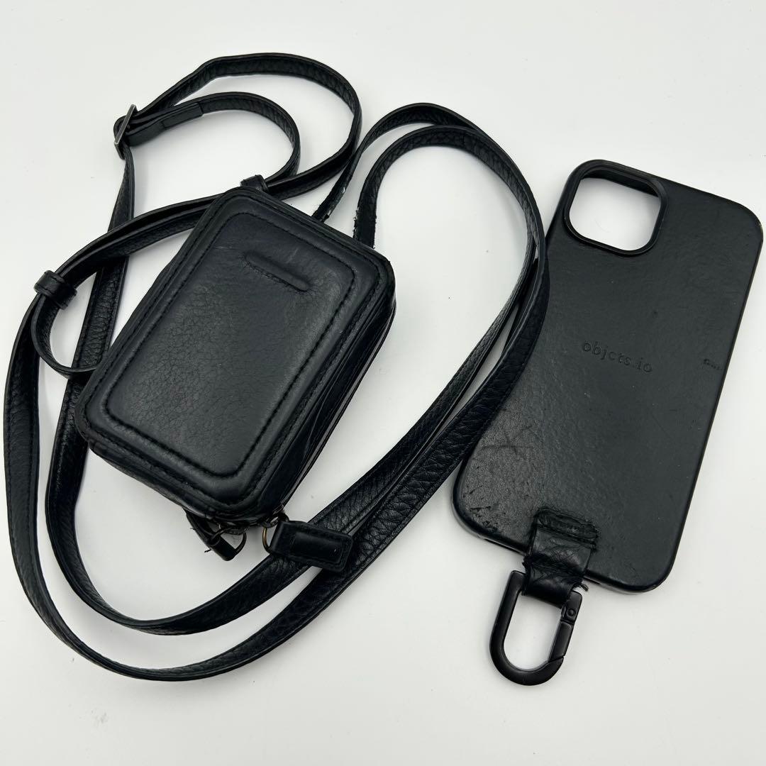 objcts.io マイクロバッグ アジャスタブルレザーストラップ付 ブラック objcts.io - レザーストラップ付アイフォンアクセサリー マイクロ