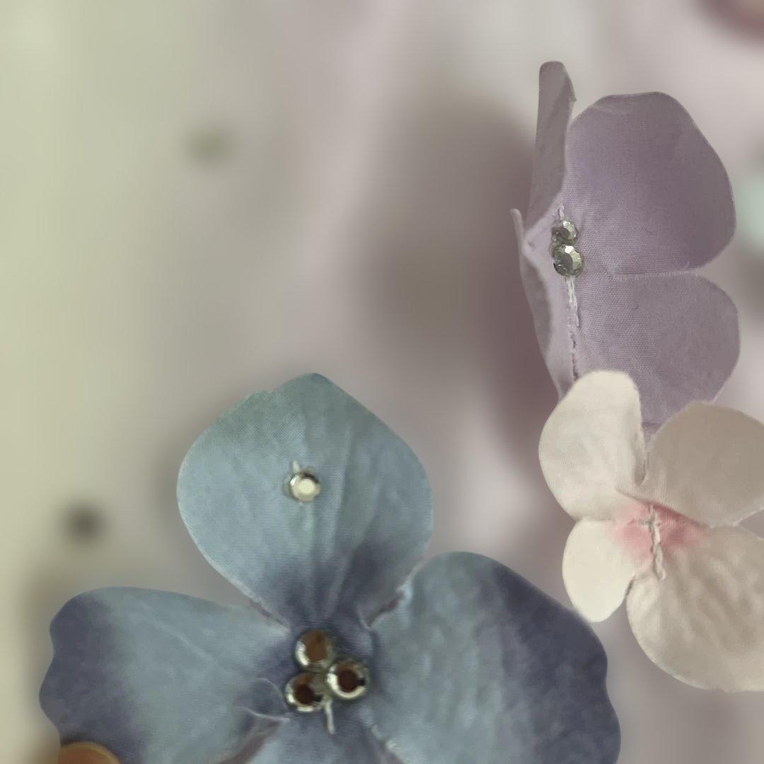 ドレスコグラデーションパープルオーガンジードレスフラワーリボン美品