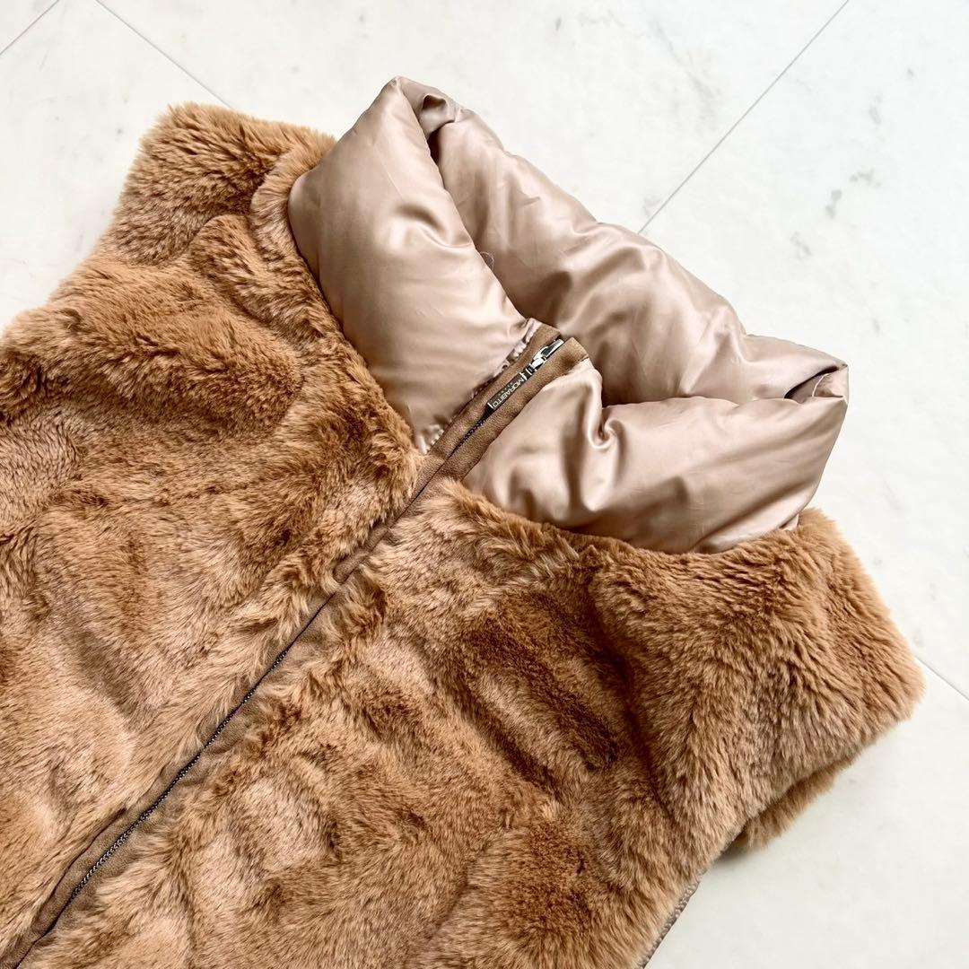 MORABITO blanc フェイクファー ダウンベスト ブラウン 38 - メルカリ