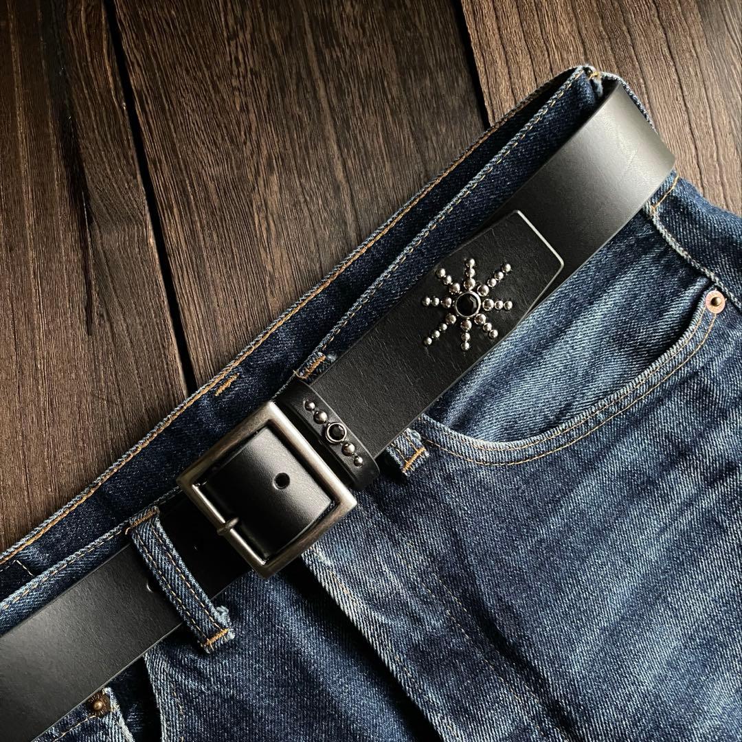 スタッズギャリソンベルト 牛ヌメ シルバー 38mm HTC CALEE