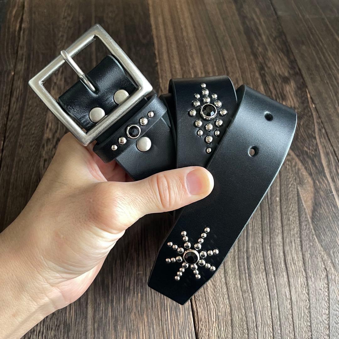 スタッズギャリソンベルト 牛ヌメ シルバー 38mm HTC CALEE