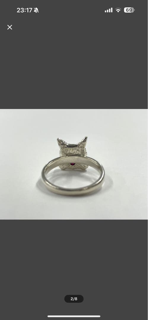 即購入⭕️✨☪️わちふぃーるどダヤン赤石付きシルバーリングサイズ