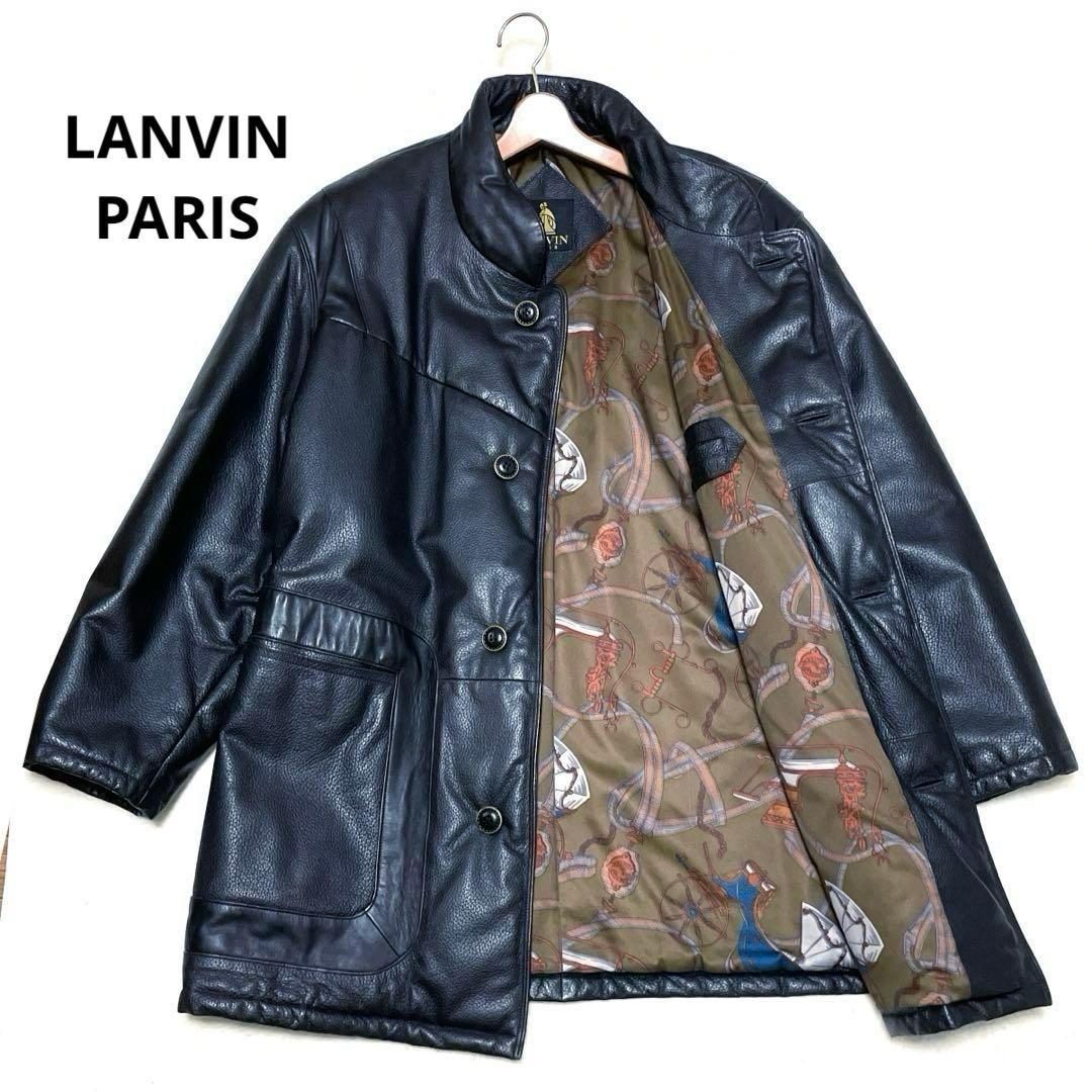 希少！美品 LANVIN ランバン レザーコート 総柄裏地入り 上質 羊革