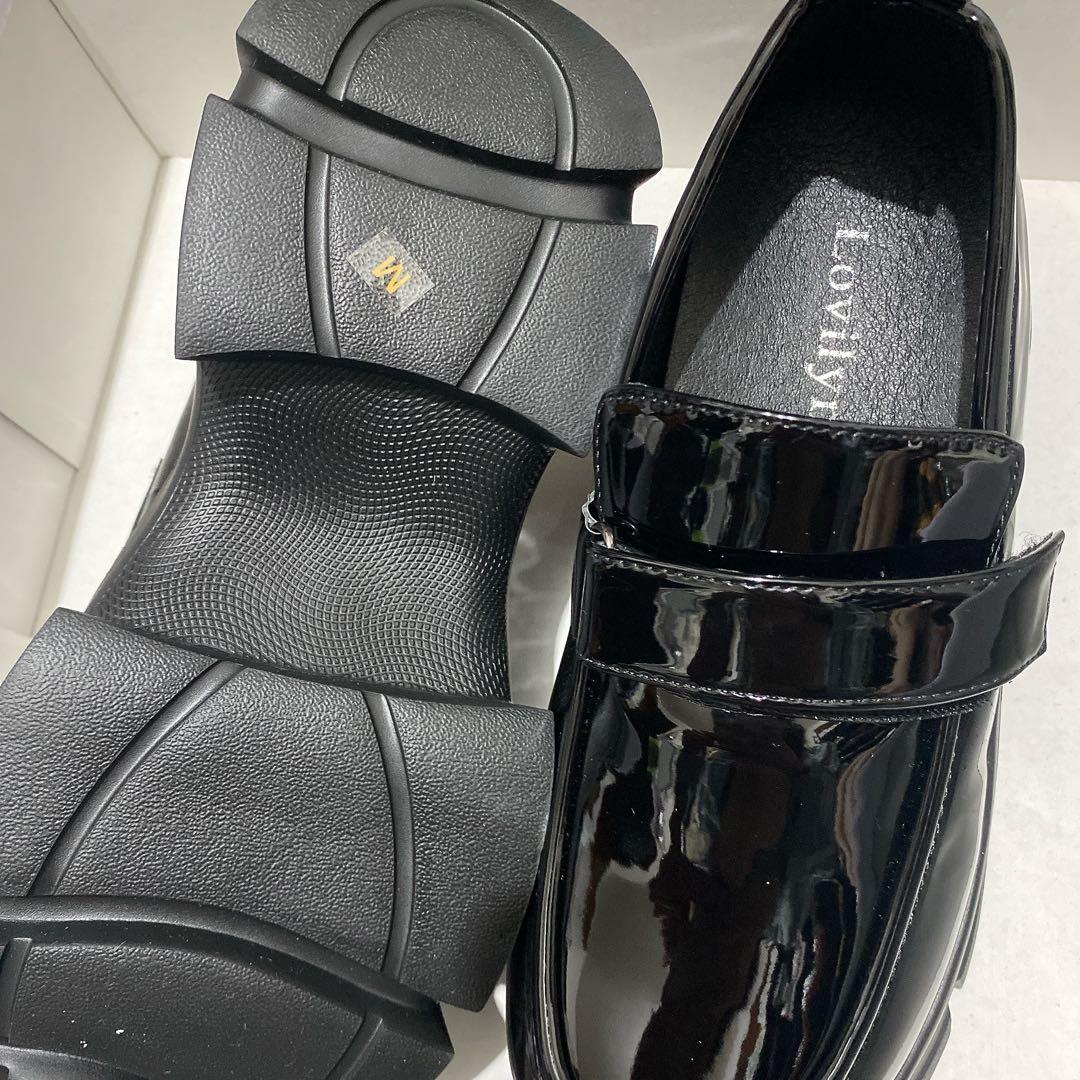 Lovilyn -5kgベルクロローファー　黒エナメル　M