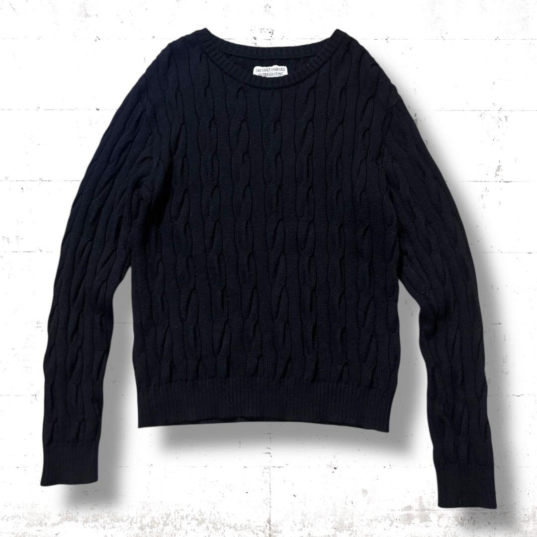 肉厚　WACKOMARIA ウール　ケーブル　クルーネックニット　セーター　XL Didot.showroom ニット セーター 「ウール50％」ラグラン肉厚ケーブル