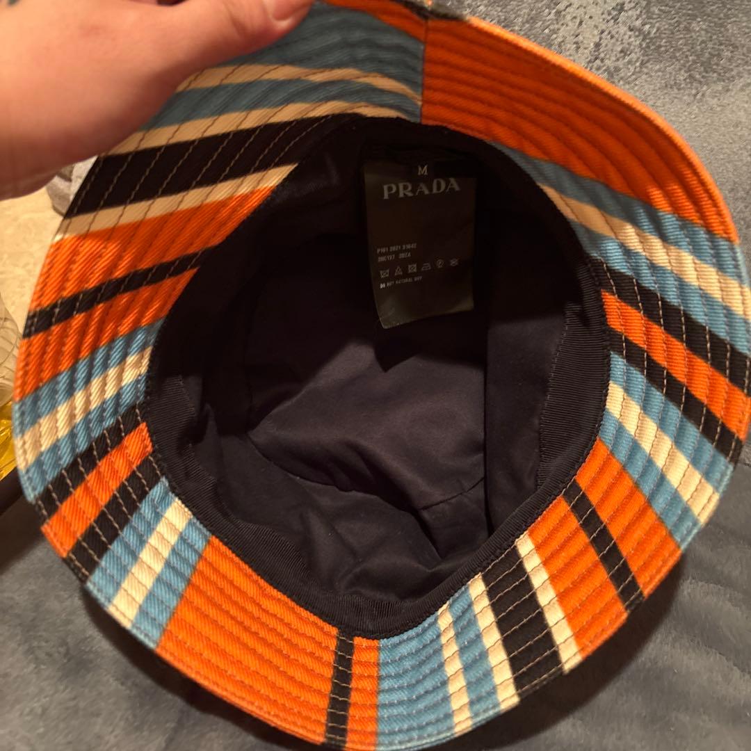 PRADA ストライプ バケットハット M - メルカリ