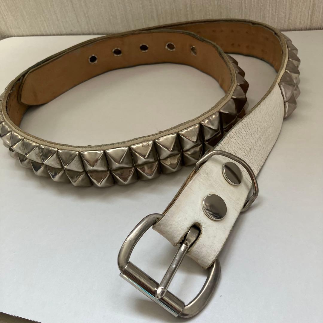 希少 WENDY'S ウェンディーズ 2連 スタッズベルト イングランド製 白