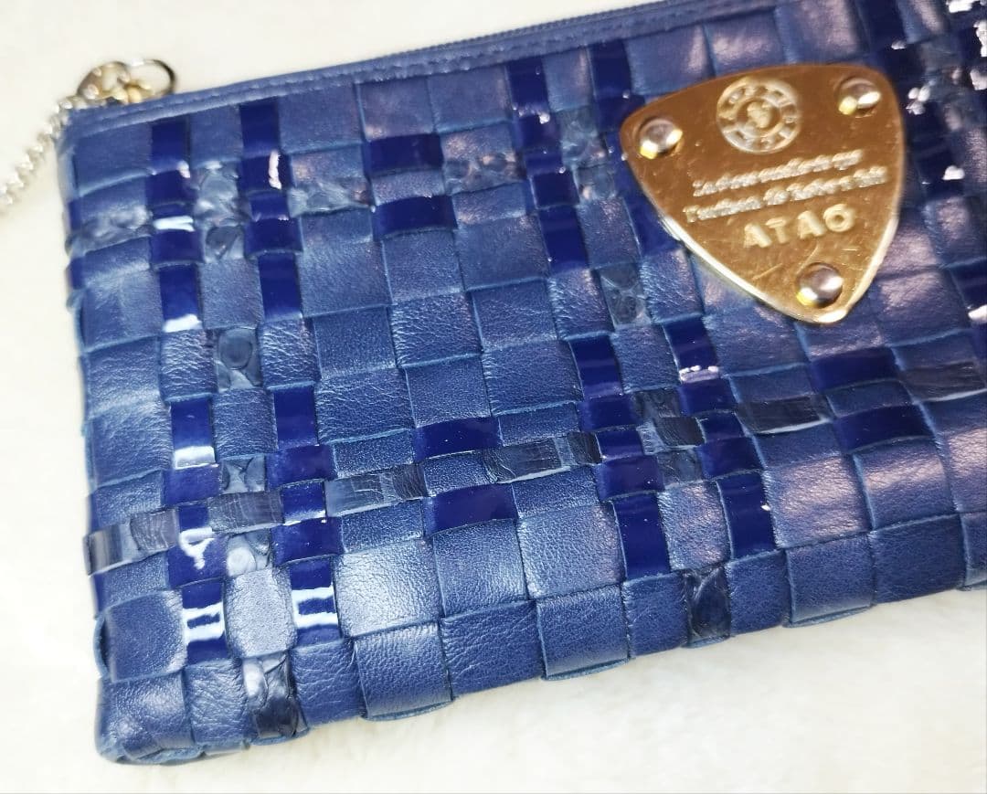 ATAO アタオ limo リモ ルーク パイソン ネイビー 編み込み 長財布