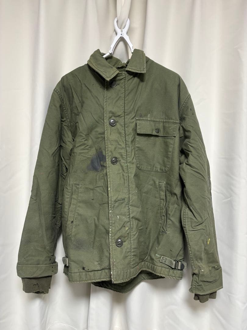 【希少】US.NAVY（ユーエスネイビー）　米軍　デッキジャケット 極美品 L 米軍実物 USN デッキジャケット 90年 ネイビー シップボード