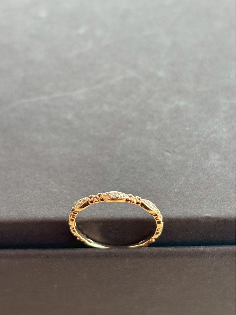 agete アガット K10 ダイヤ 0.06ct 13号 ケース付 華奢リング