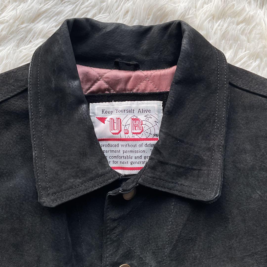 90's✨レザートラッカージャケット 3rd 豚革 黒 スエード M キムタク
