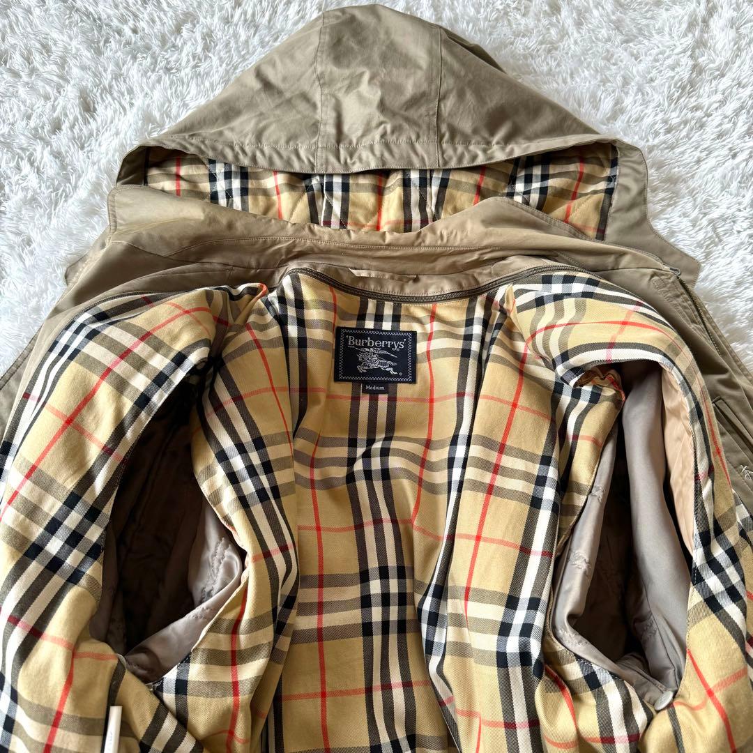 美品 バーバリー 3way ロングコート ジャケット カーキ ノバチェック M