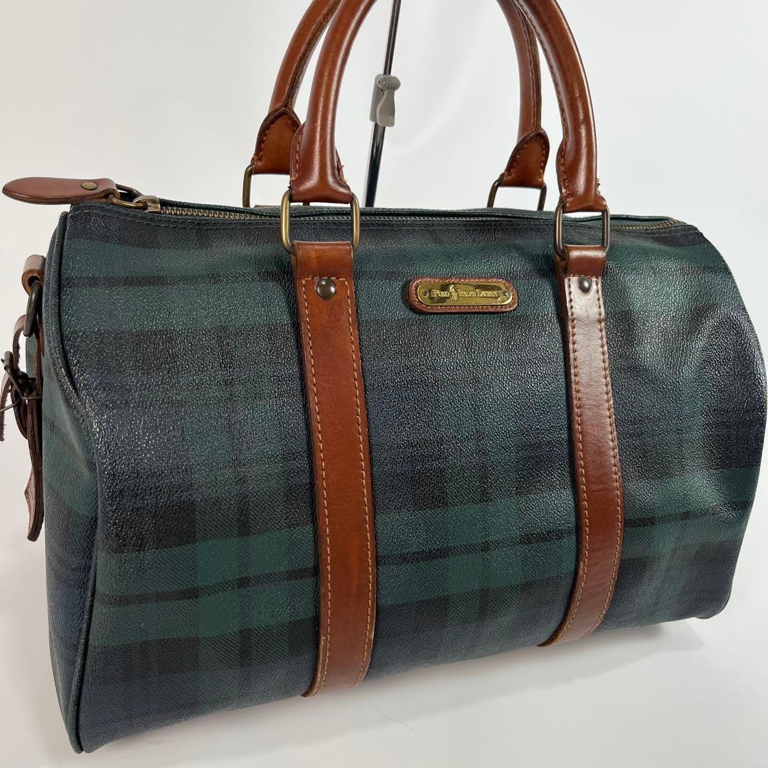 POLO RALPH LAUREN ボストンバッグ　チェック柄　PVC レザー ポロ ラルフローレン POLO RALPH LAUREN ボストンバッグ チェック柄