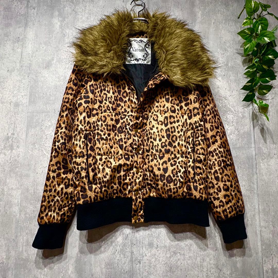 00's y2k 短丈ジャケット平成ギャル男 お兄系 レオパード柄 ビッグ