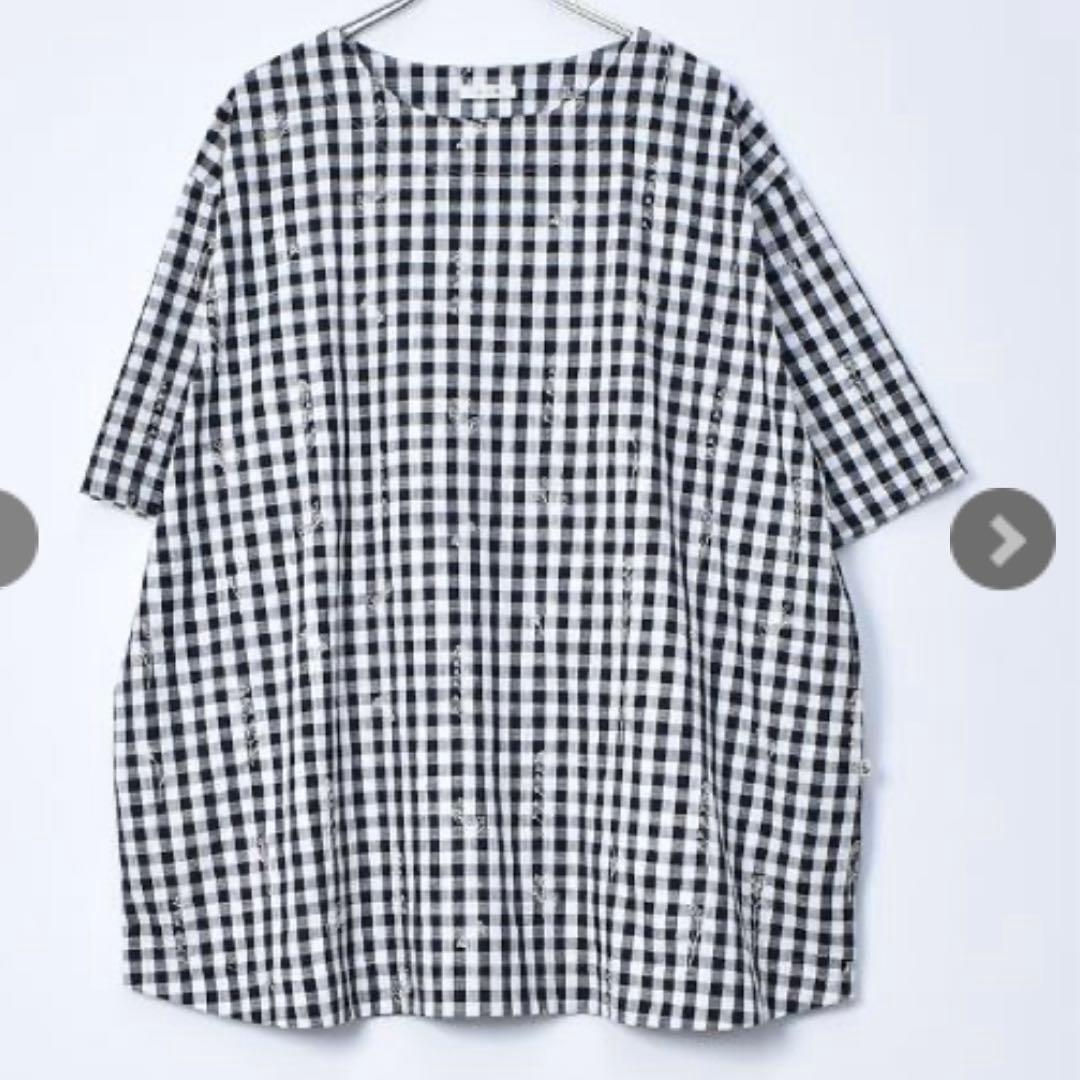 《新品》ドラッグストアーズ　fu-ai ギンガムチェック 花刺繍 チュニック