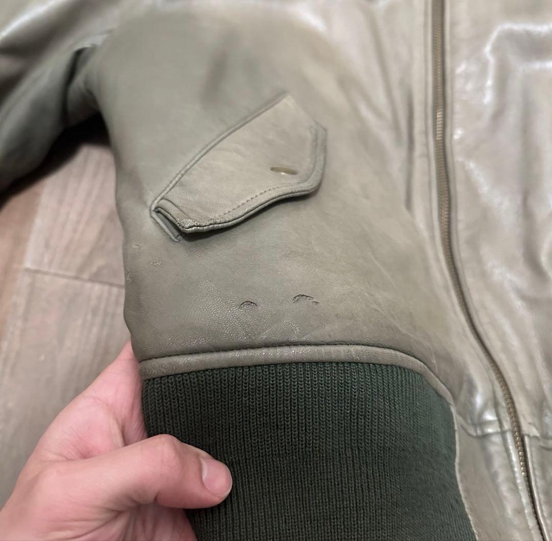 超スペシャル 90s MA1 ラルフローレン レザージャケット オリーブ