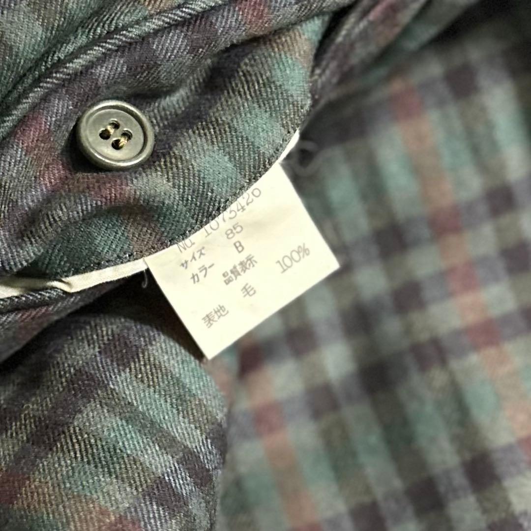 90s vintage【Dior ウールギャバジン チェック ワイドスラックス】