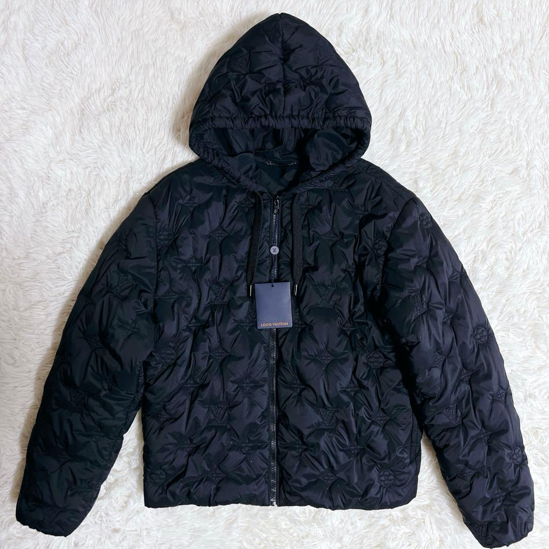 Louis Vuitton モノグラム キルテッド フーデッド ブルゾン 黒 - メルカリ
