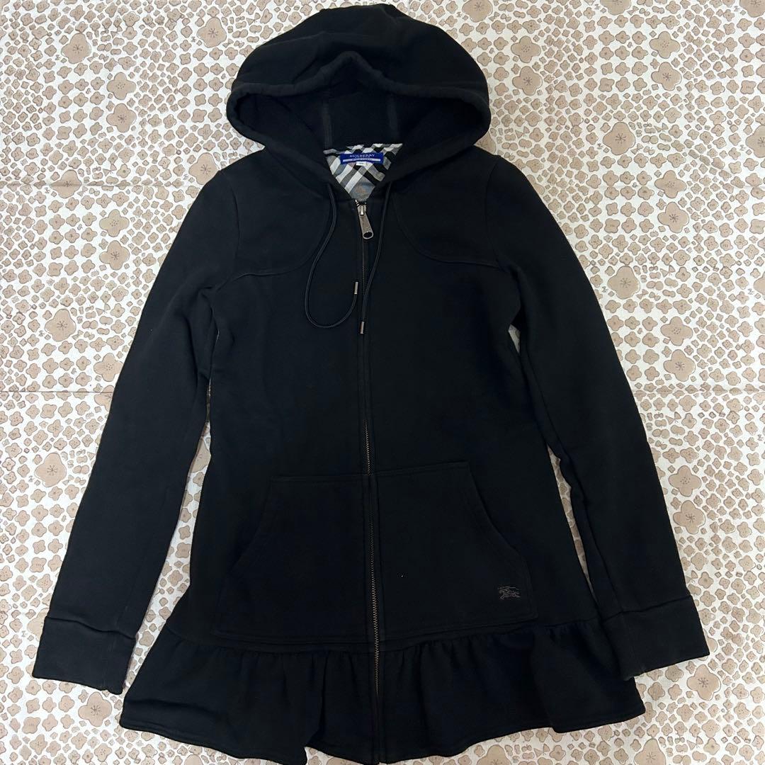 希少✨バーバリーブルーレーベル パーカー ノバチェック フード フリル