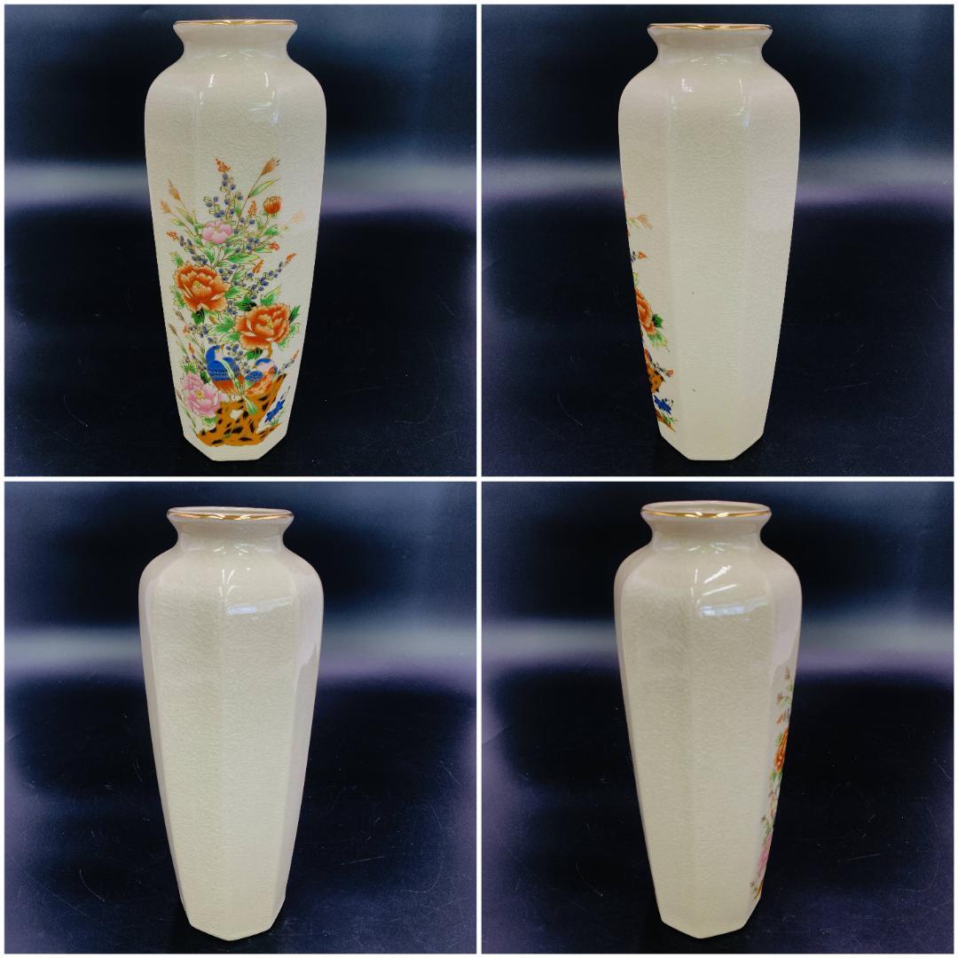 美品】九谷焼 徳山作 色絵金彩 花鳥図 花瓶 八角形 共箱付 - メルカリ