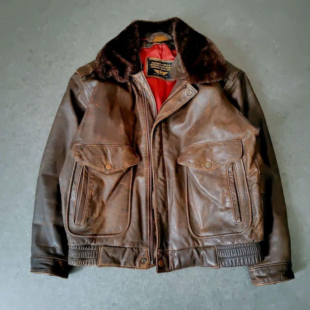 美品☆フライト レザー ジャケット G-1 A-2 2-B ブラウン 本革 ボア