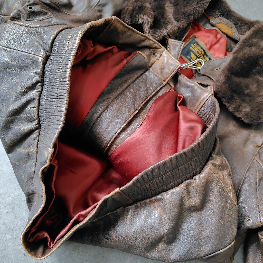 美品☆フライト レザー ジャケット G-1 A-2 2-B ブラウン 本革 ボア