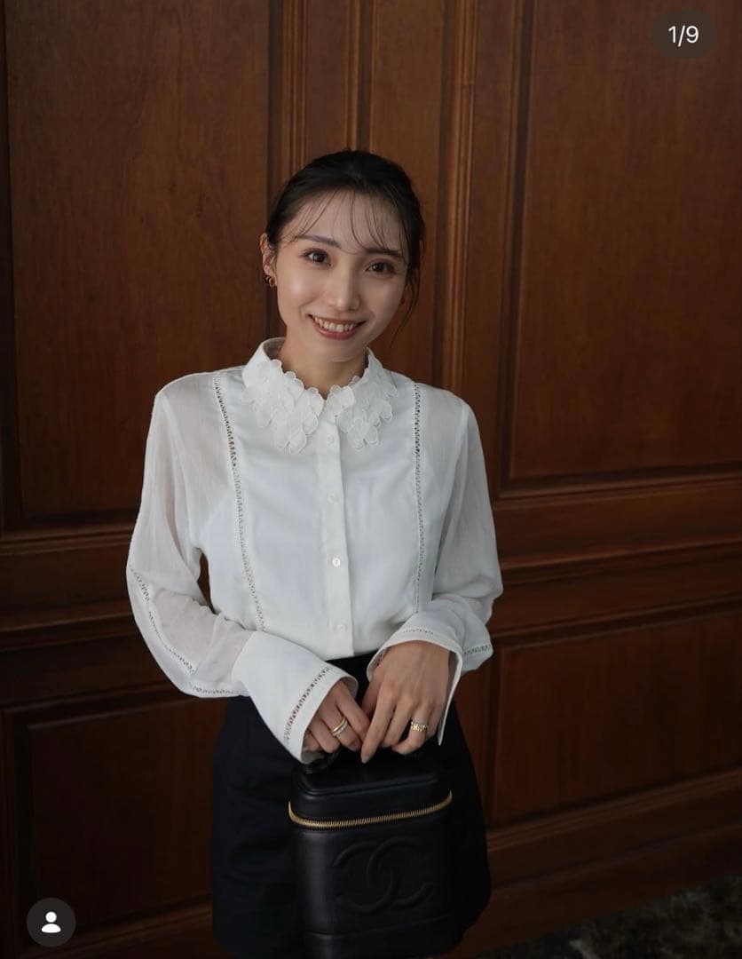 laubeblanc Orchid Embroidered Collar シャツ Orchid Embroidered Collar Shirt – L'AUBE BLANC