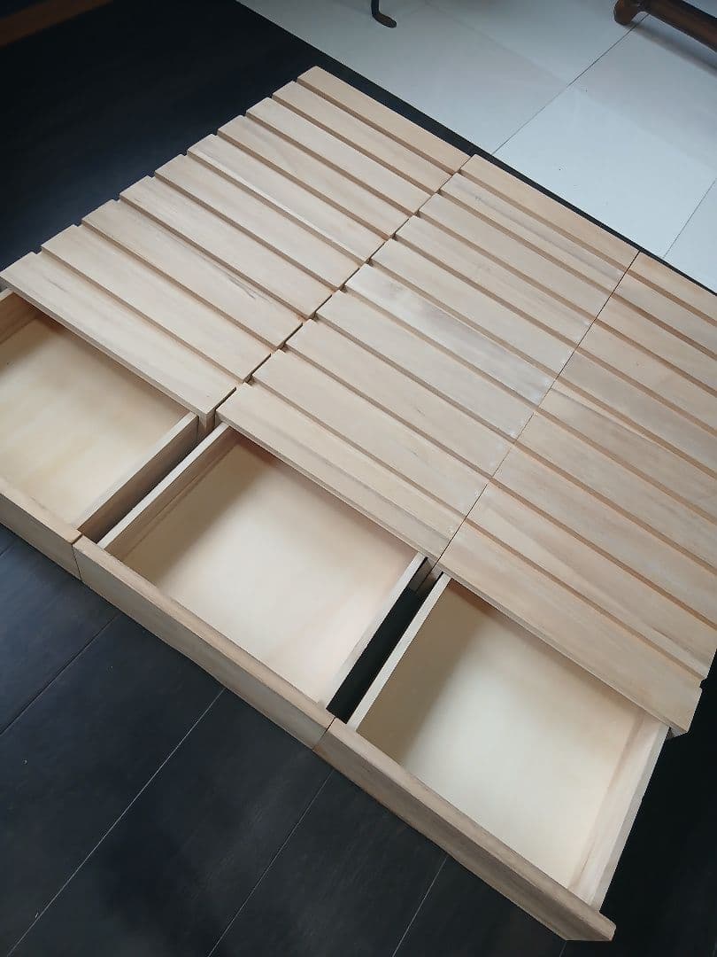 ３個セット！桐押入れ収納庫　桐の押入れ用収納ケース　桐箱　衣装ケース 桐箪笥 桐箱 着物収納 3段 キャスター付き 押し入れ 雛人形 桐衣装ケース 完成