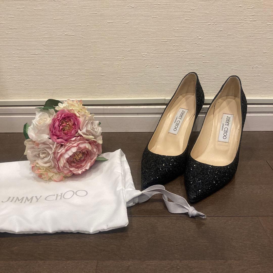 ジミーチュウ パンプス グリッター 36 ブラック - メルカリ
