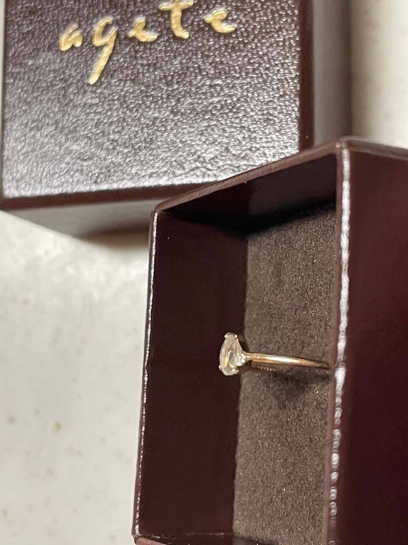 アガット K10 しずく型リング agete 指輪 9号 - メルカリ