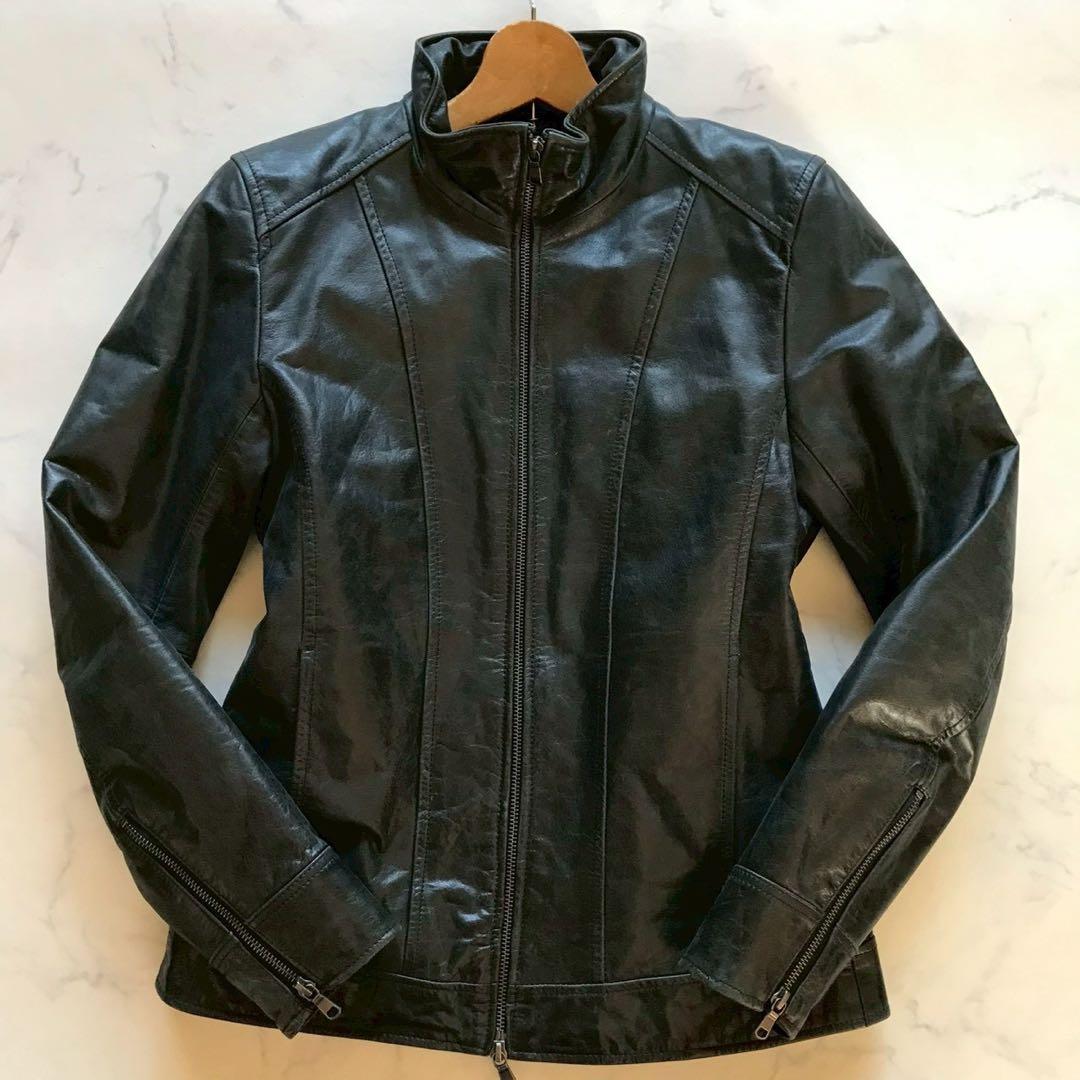 XL相当✨テットオム 牛革 レザージャケット 裏地キルティング ブラック